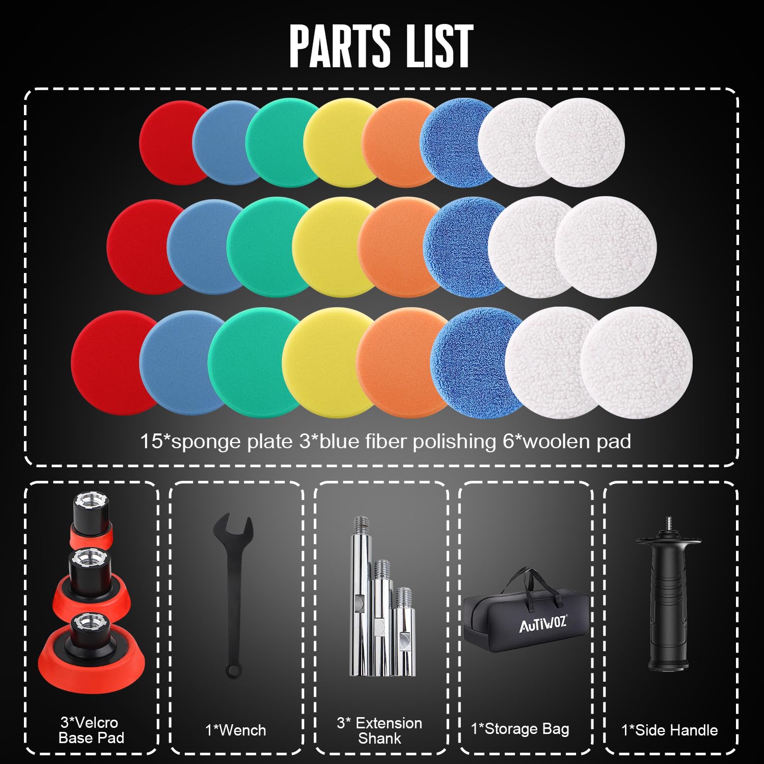 600W Mini Buffer Polisher Kit - 33Pcs Car Waxing & Polishing Machine with 1