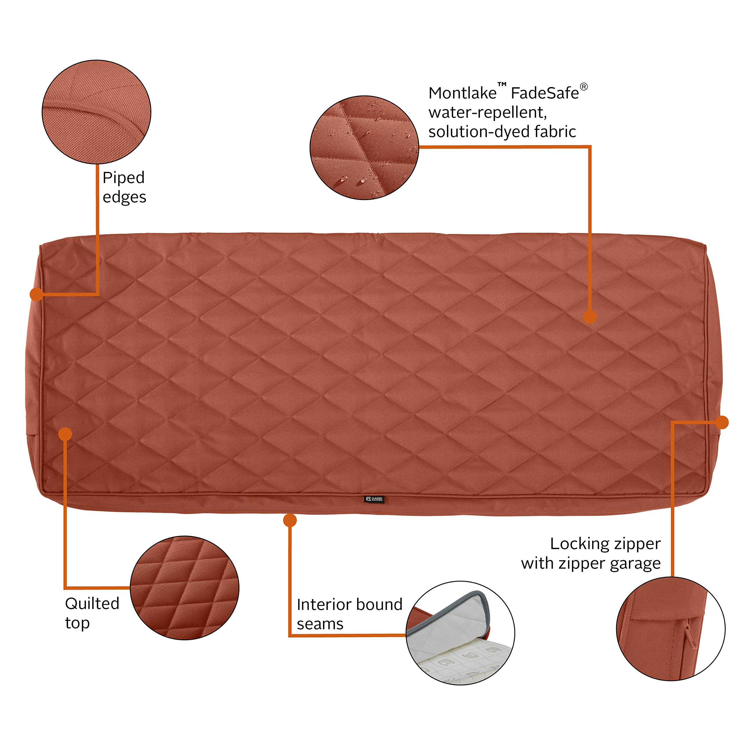 FadeSafe Water-Resistant Patio Bench Cushion Cover 42
