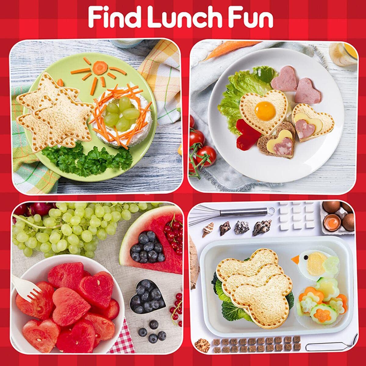6-Piece Upgraded Sandwich Cookie Cutters & Sealer Set - Mickey, Dinosaur & Star Shapes for Kids Lunch Box, Uncrustables Maker, Bento Box Accessories - Perfect for School Lunches, Picnics & Party Snacks