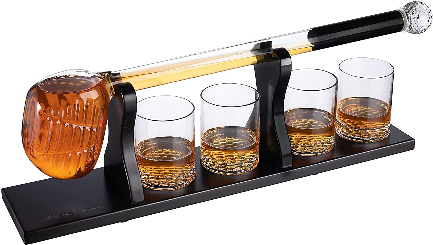 Premium Golf Club Whiskey Decanter Set with 4 Crystal Glasses - Unique Bourbon & Scotch Decanter Gift for Men - Perfect Golf-Themed Liquor Serving Set for Dad - Ideal for Home Bars, Man Caves, and Golf Enthusiast Gifts