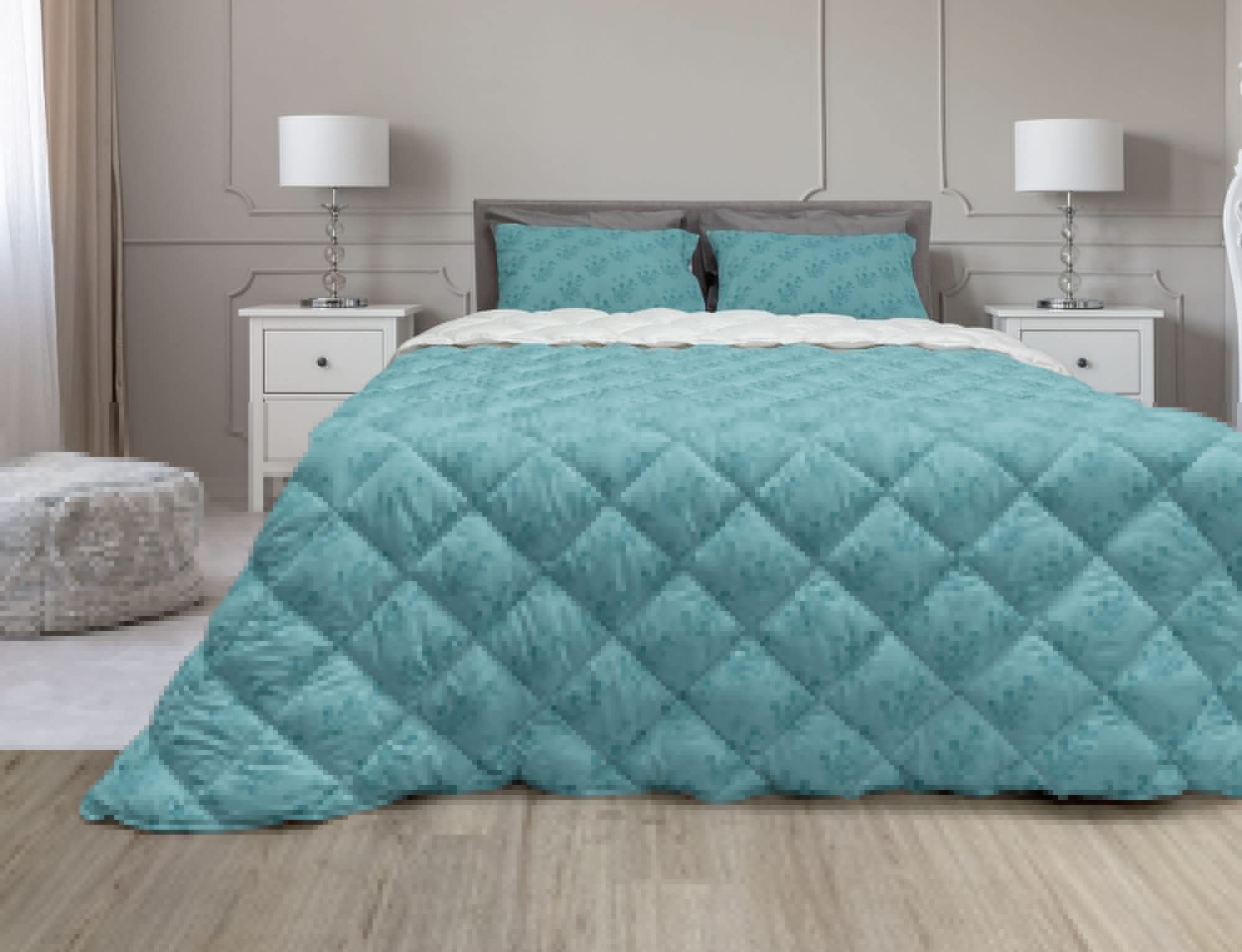 Ambesonne Floral Comforter Set King Size - 3 Piece Microfiber Duvet Cover with Sham, Romantic Rose Bouquet Design in Dark Turquoise Aqua Hues for Bedroom Decor | Perfect for Master Bedroom, Guest Room & Cozy Home Styling