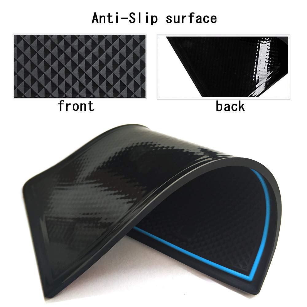 **Auovo Custom Fit Cup Holder Door Mats for Honda Passport 2019-2023 - 28pcs Interior Accessories Set with Blue Trim - Anti-Dust Center Console Inserts for Car Organization & Protection**