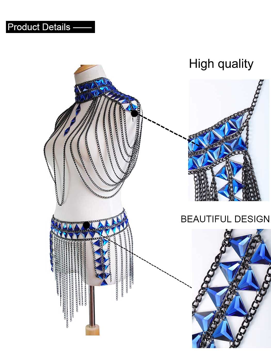 Rhinestone Body Chain - Boho Crystal Waist Belly Chain for Women | Festival Jewelry, Rave Outfit Accessory | Perfect for Music Festivals, Beach Parties & Bachelorette Events