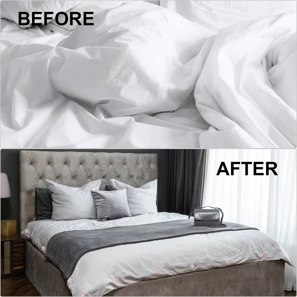 16-Piece Duvet Clip Set - Non-Slip Quilt Fasteners with Buttons | White Mushroom-Shaped Duvet Pins for Securing Comforter to Duvet Cover | Perfect for Bedroom, Guest Room & Hotel Use