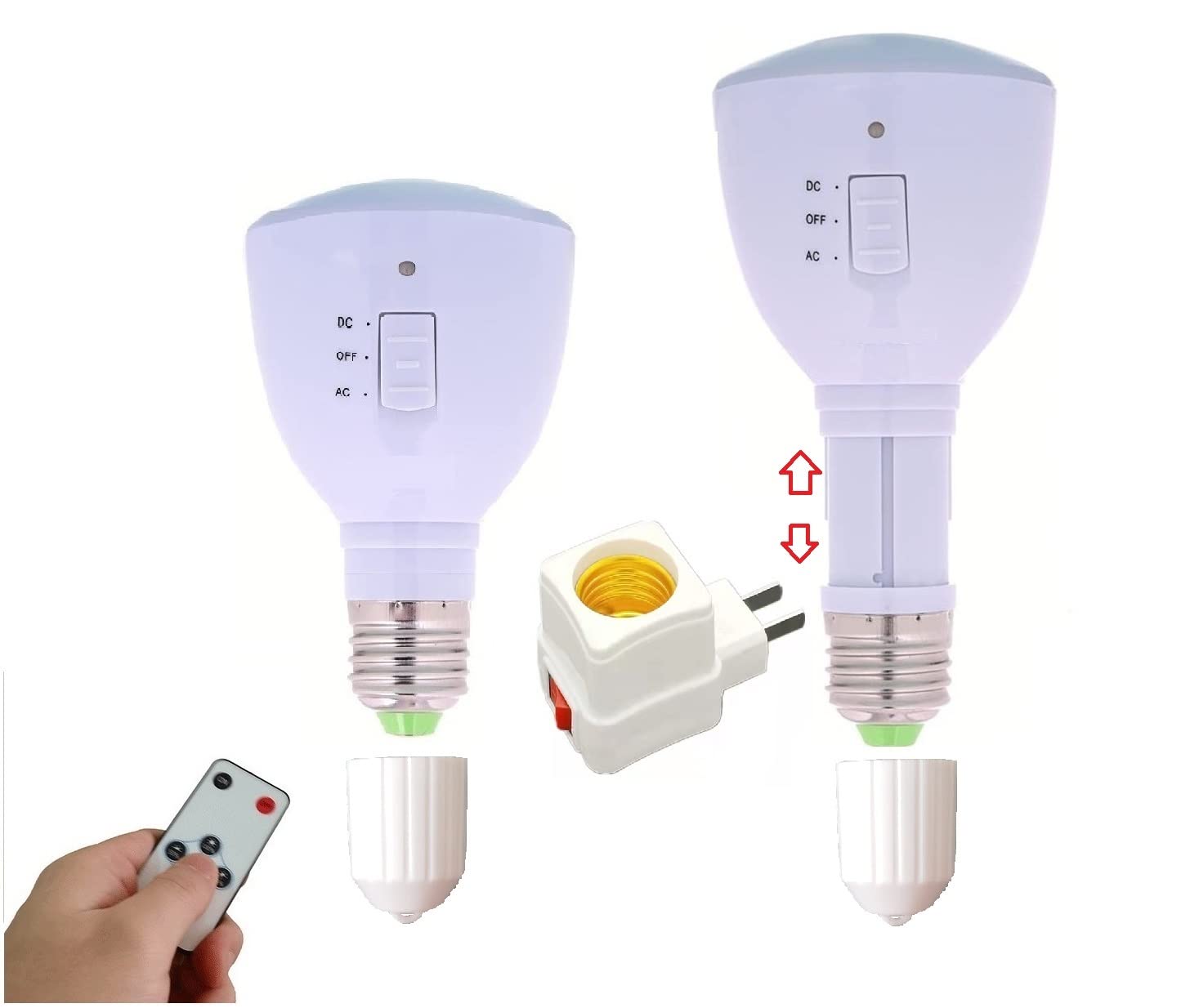 LSR 2-Pack Rechargeable Emergency LED Light Bulbs - 5W Dimmable Soft White & Daylight Bulbs with Remote Control, Battery Powered Backup Lighting for Power Outages, Camping, Storms & Home Safety