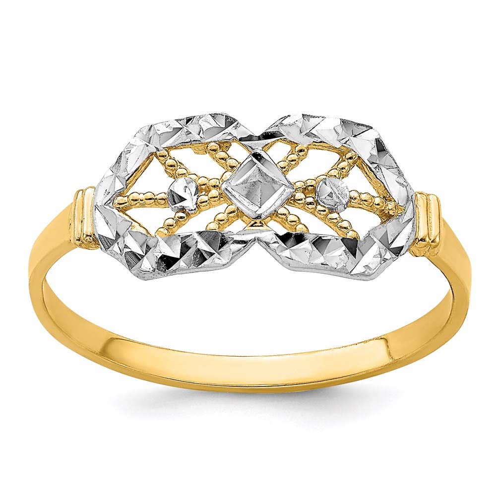 14K Yellow Gold Rhodium Plated Open Back Marquise Center Double Octagon Diamond Cut Band Ring for Women - Perfect for Engagement, Wedding, Anniversary & Special Occasions