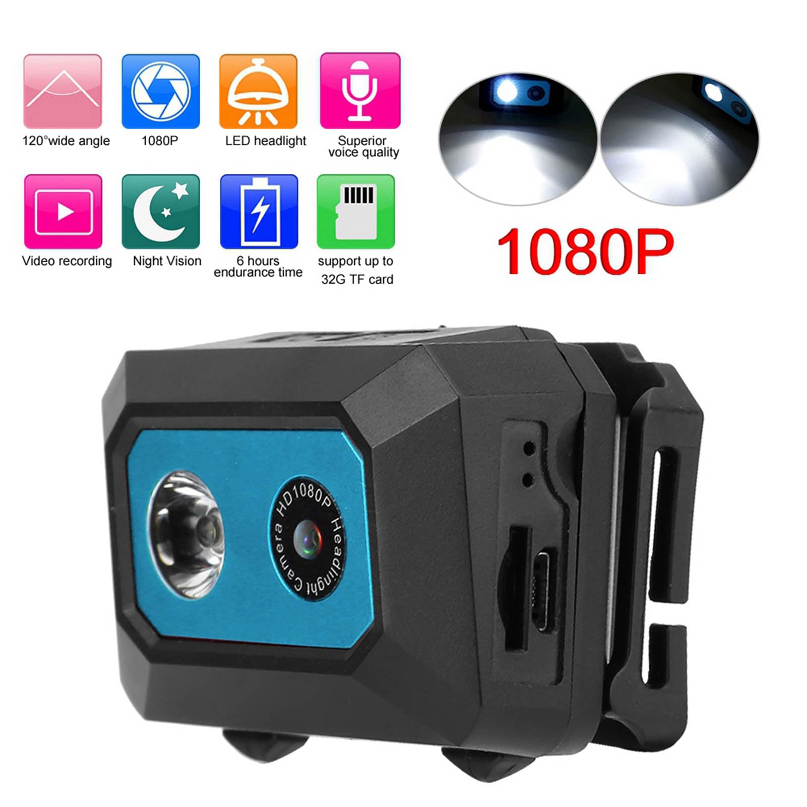 **Zixyqol Action Camera - 4K HD Head Mounted Sports Camera with DVR Recorder | Wearable Vlogging Camera for Cycling, Skiing, Hiking & Home Security | Waterproof & Lightweight (Black & Blue)**