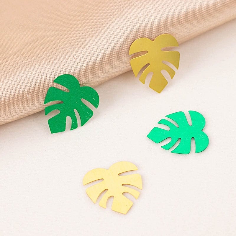 15g Metallic Tropical Leaves Confetti - Green and Gold Party Decorations for Weddings, Baby Showers & Tropical Themed Events
