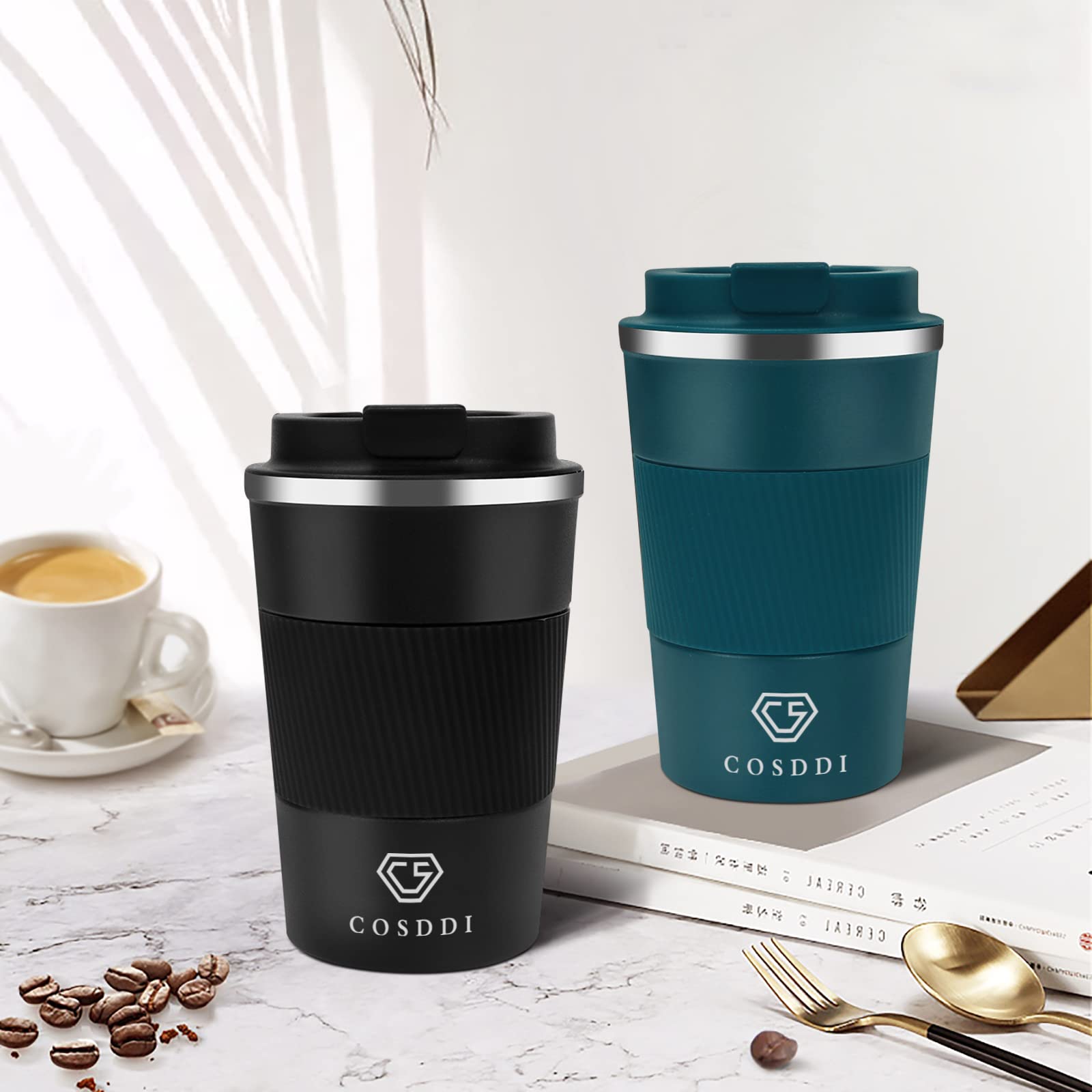 12oz Vacuum Insulated Stainless Steel Tumbler - Leakproof Travel Mug for Coffee, Tea & Beer - Keep Hot/Cold Drinks Perfect for Commuting & Outdoor