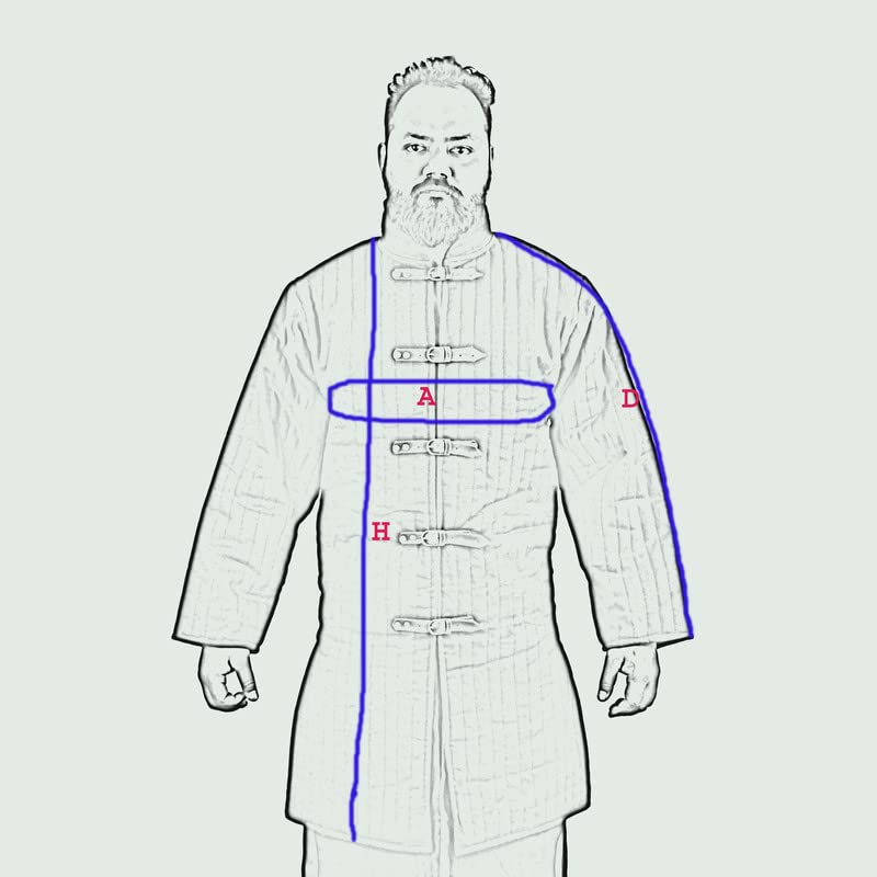 THE MEDIEVALS Medieval Thick Padded Gambeson Coat - Full Length Aketon Jacket Armor for LARP, Cosplay & Historical Reenactment