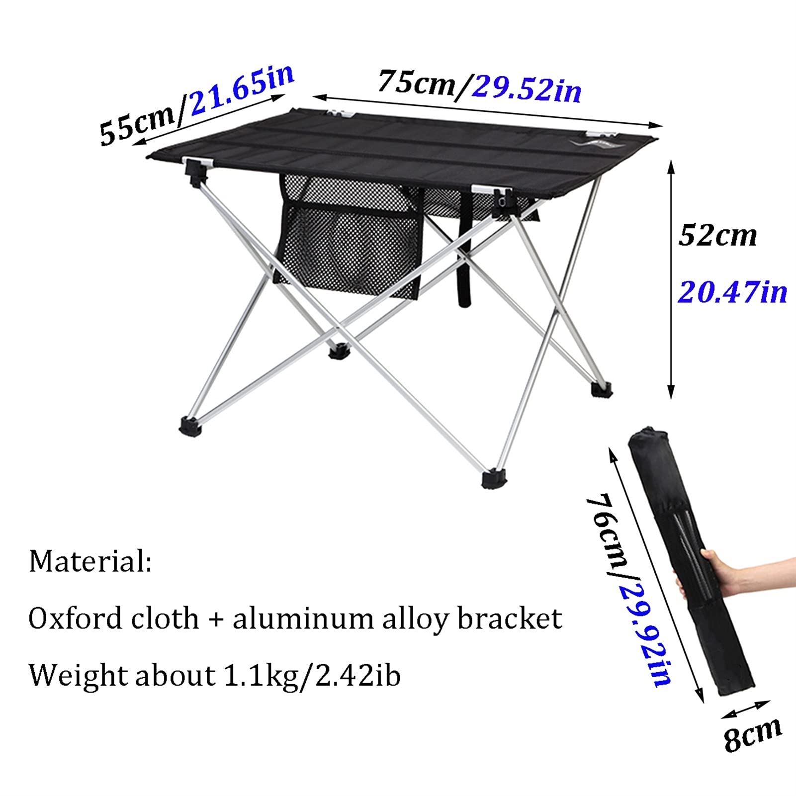 Portable Folding Camping Table and Chairs Set - Lightweight Outdoor Picnic Table with Carry Bag (75x55x52cm) for Backpacking, Beach, BBQ, Tailgating & Family Gatherings