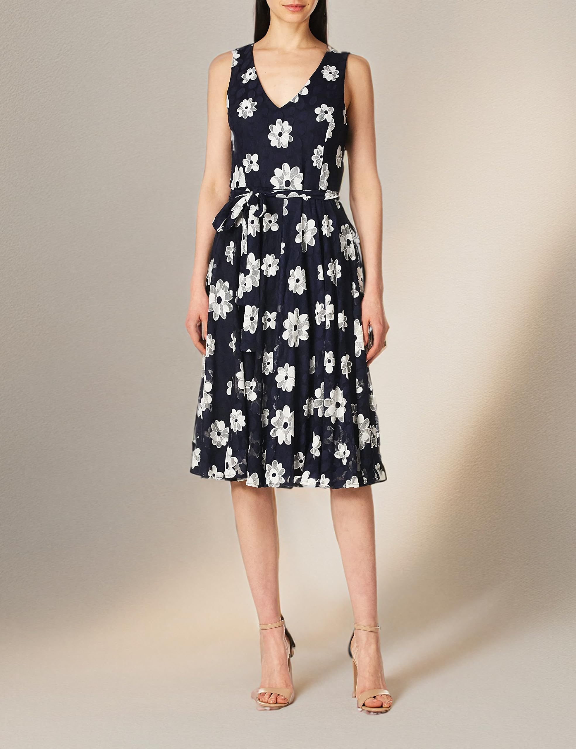 Tommy Hilfiger Women's Floral Print Tie Waist Midi Dress - Summer Casual & Party Wear for Women