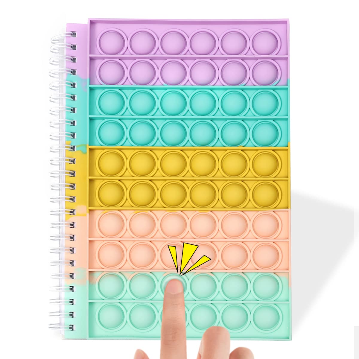 Anti-Anxiety Fidget Pop Notebook - Silicone Bubble Push Sensory Toy for Stress Relief, Perfect for Adults & Students in School, Office & College (Macaron Color) - Great for Note-Taking, Focus & Relaxation