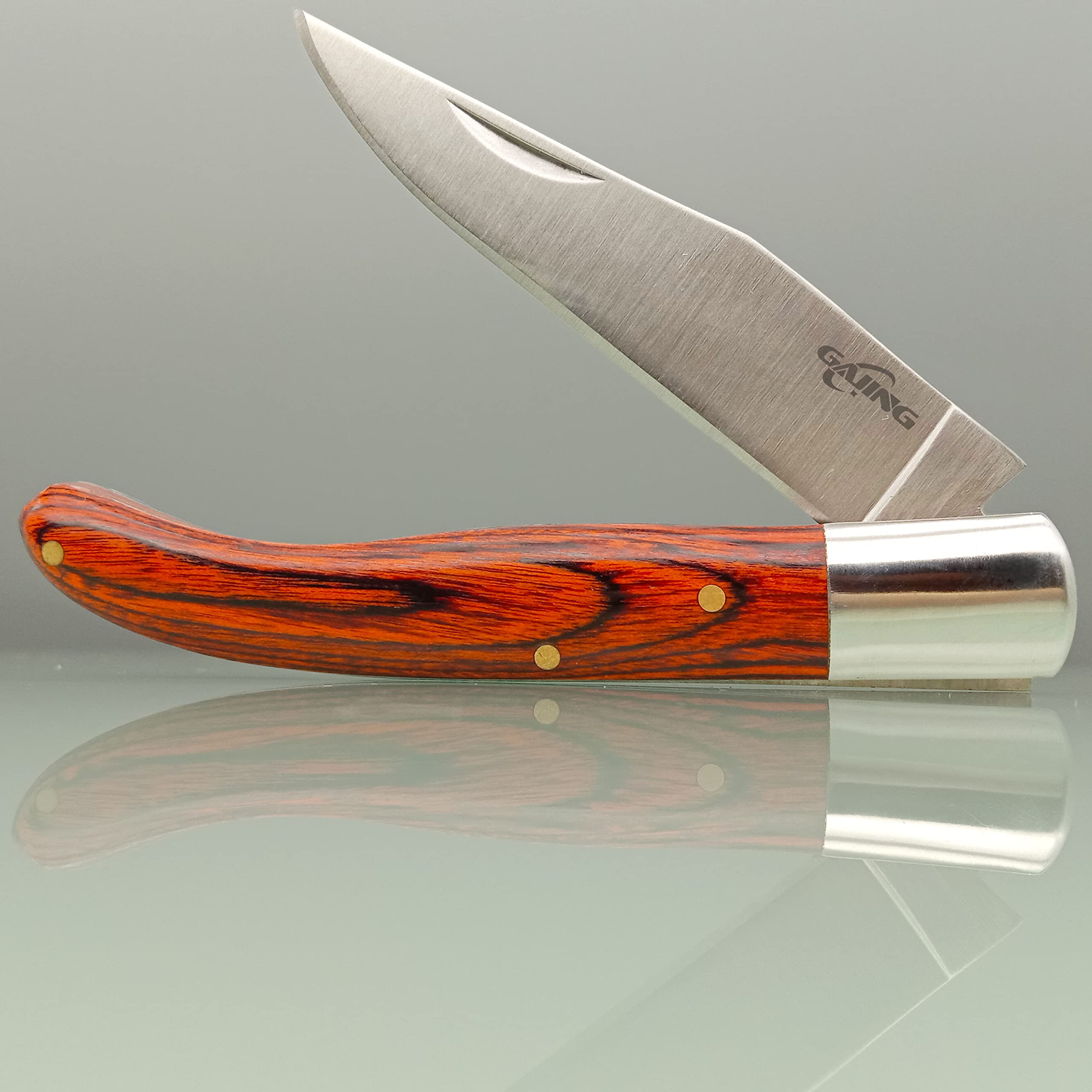 Premium Red Cherry Wood Handle Pocket Knife - 3 Inch Stainless Steel Blade, Old Timer's Traditional Barlow Folding Knife for Men & Women | Perfect EDC, Camping, Hiking & Everyday Carry