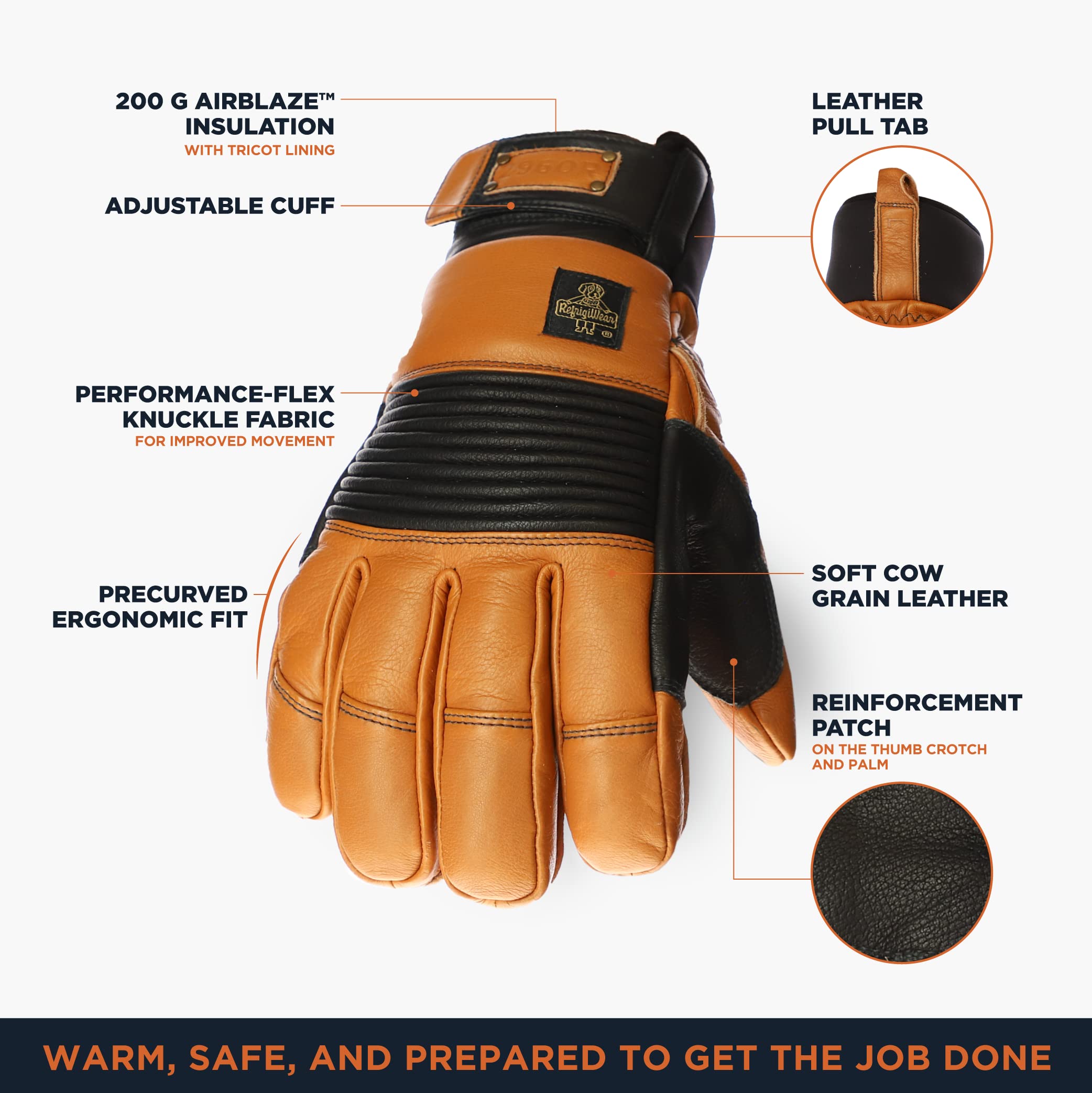 RefrigiWear 54 Gold Waterproof Insulated Winter Gloves for Men & Women - Heavy Duty Cold Weather Work Gloves for Outdoor Activities, Hunting, and Construction
