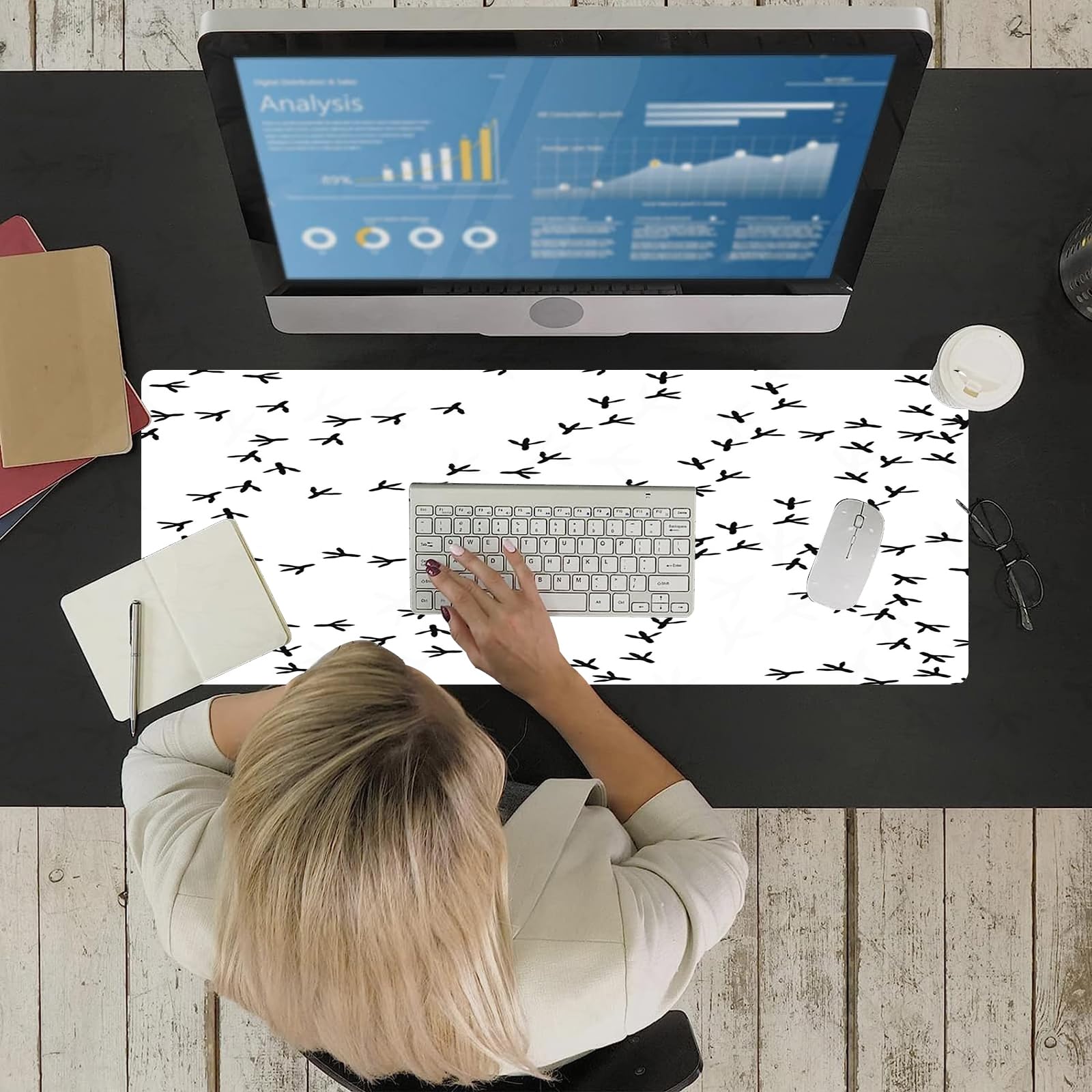 XXL Gaming Mouse Pad - Non-Slip, Water-Repellent Desk Mat for PC Gaming | Large Mousepad with White Tracks by Loralie Designs | Perfect for Esports, Office & Home Computer Setup