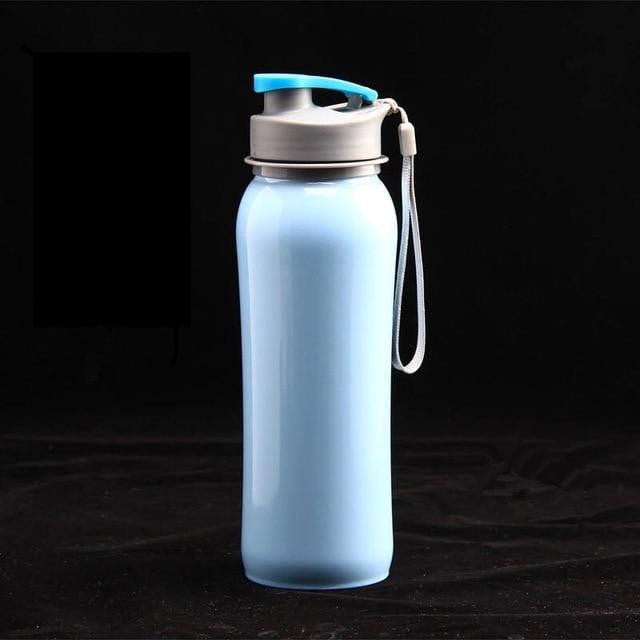 800ml Single Wall 304 Stainless Steel Sports Water Bottle - BPA Free Spring Lid with Portable Rope - Ideal for Hiking, Gym & Outdoor Activities