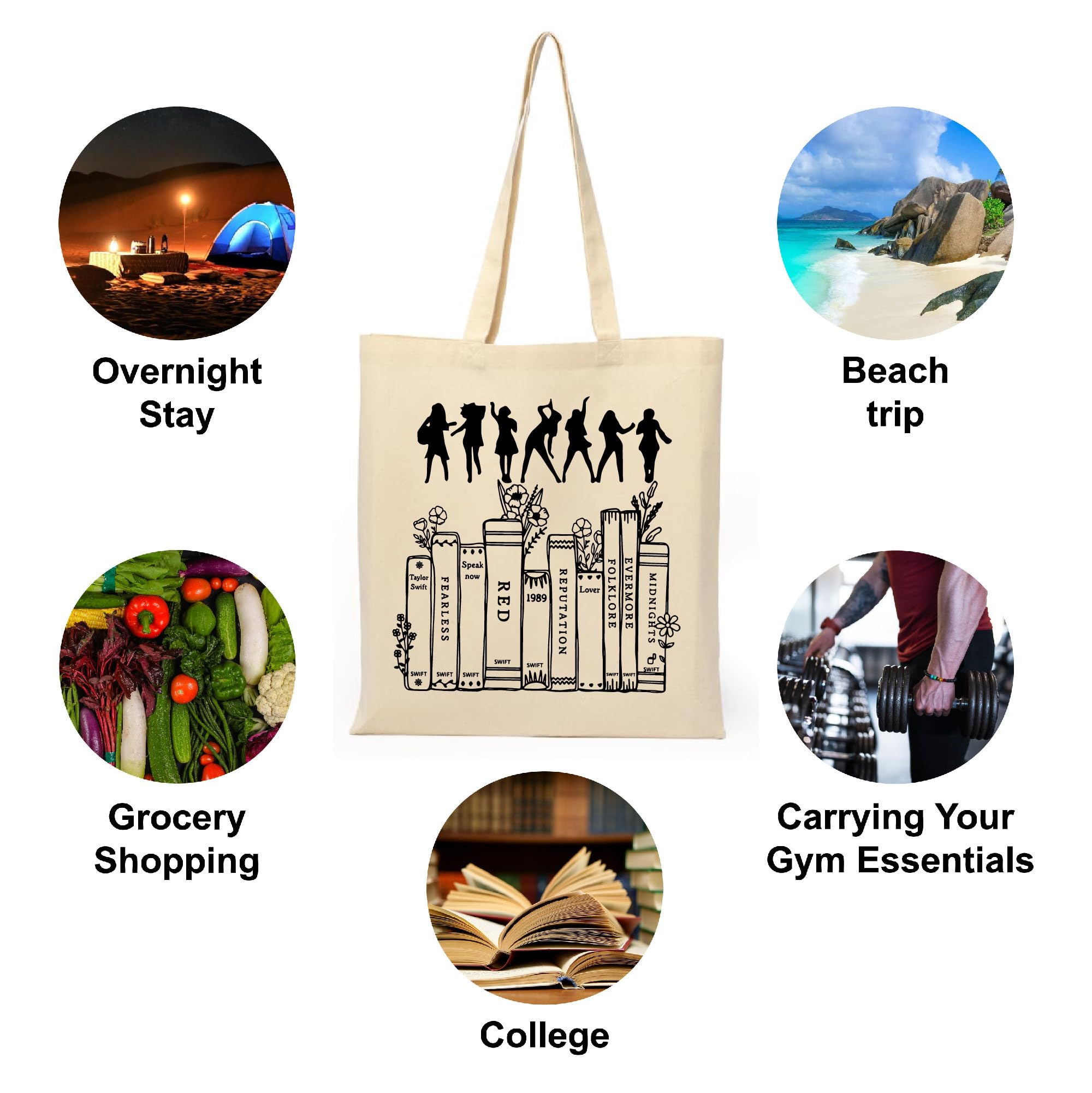 Taylor Swift Tote Bag, Pencil Pouch & Purse Set for Women | Stylish Combo for College, School & Everyday Use | Perfect Gift for Swifties & Students