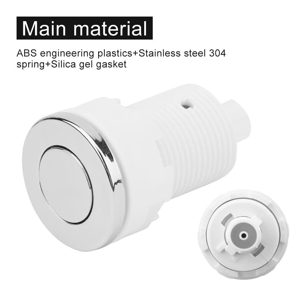 28mm White Air Pressure Bath Switch for Tub Spa Massage & Sink Garbage Disposal - Push Button Air Switch for Bathroom, Kitchen & Waste Management Systems