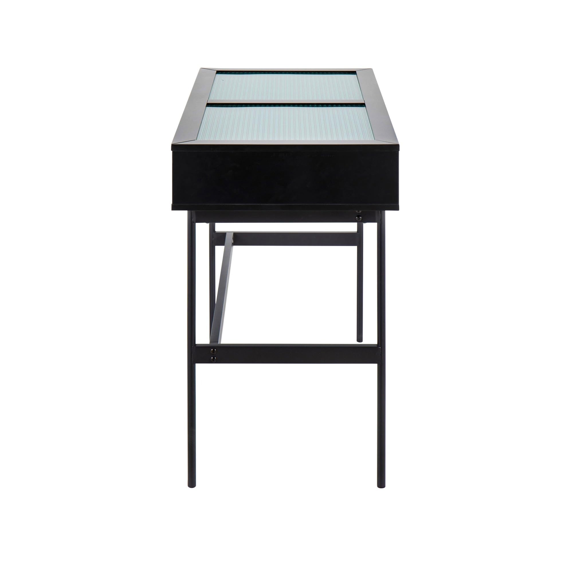 LumiSource Emery Modern Glass Console Table with Storage - Narrow Sofa Table for Entryway, Living Room & Behind Couch - Small Space-Saving Hallway Furniture for Home Decor