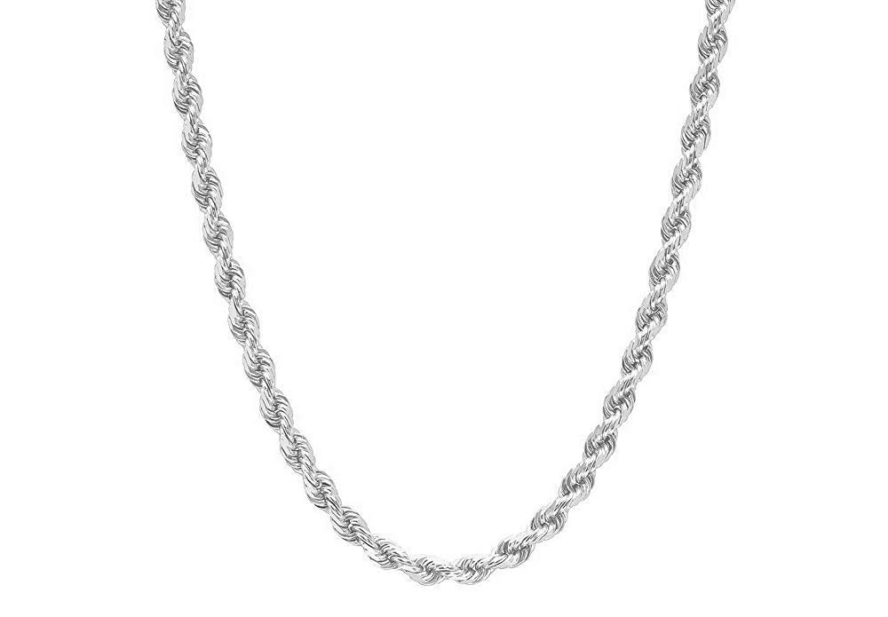 925 Sterling Silver Diamond Cut Rope Chain Necklace for Men - 5MM, 6MM, 7.5MM, 8.5MM Thickness - Italian Crafted Mens Rope Chain & Bracelet - Perfect for Gifts, Weddings, and Everyday Luxury Wear