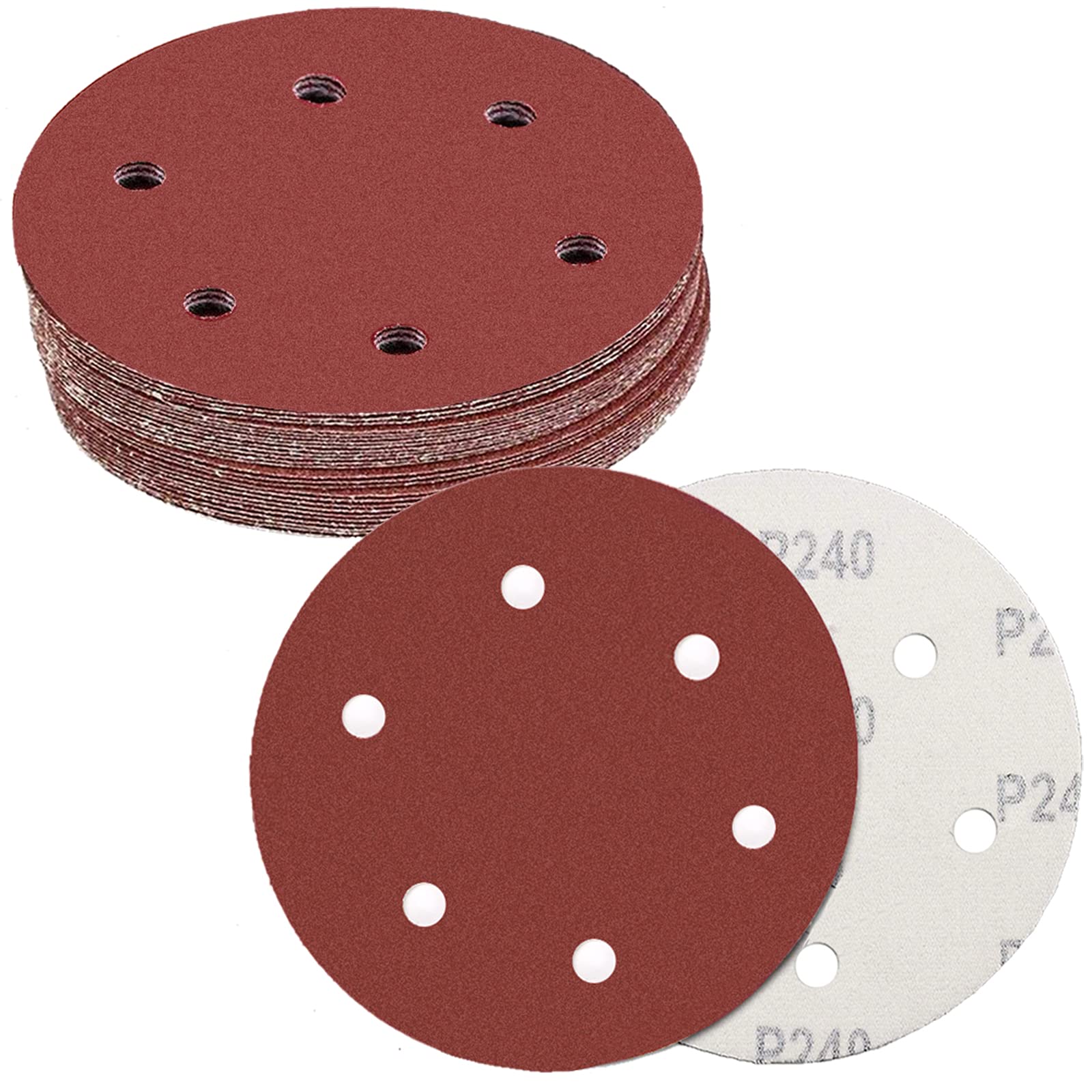 CUBEWAY 30 Pcs 9 Inch Drywall Sander Sanding Discs - 6 Hole Hook and Loop Abrasive Sandpaper (5Pcs Each of 80/100/120/150/180/240 Grits) for Drywall, Wood, Metal & Paint Sanding - Perfect for Home Renovation & DIY Projects