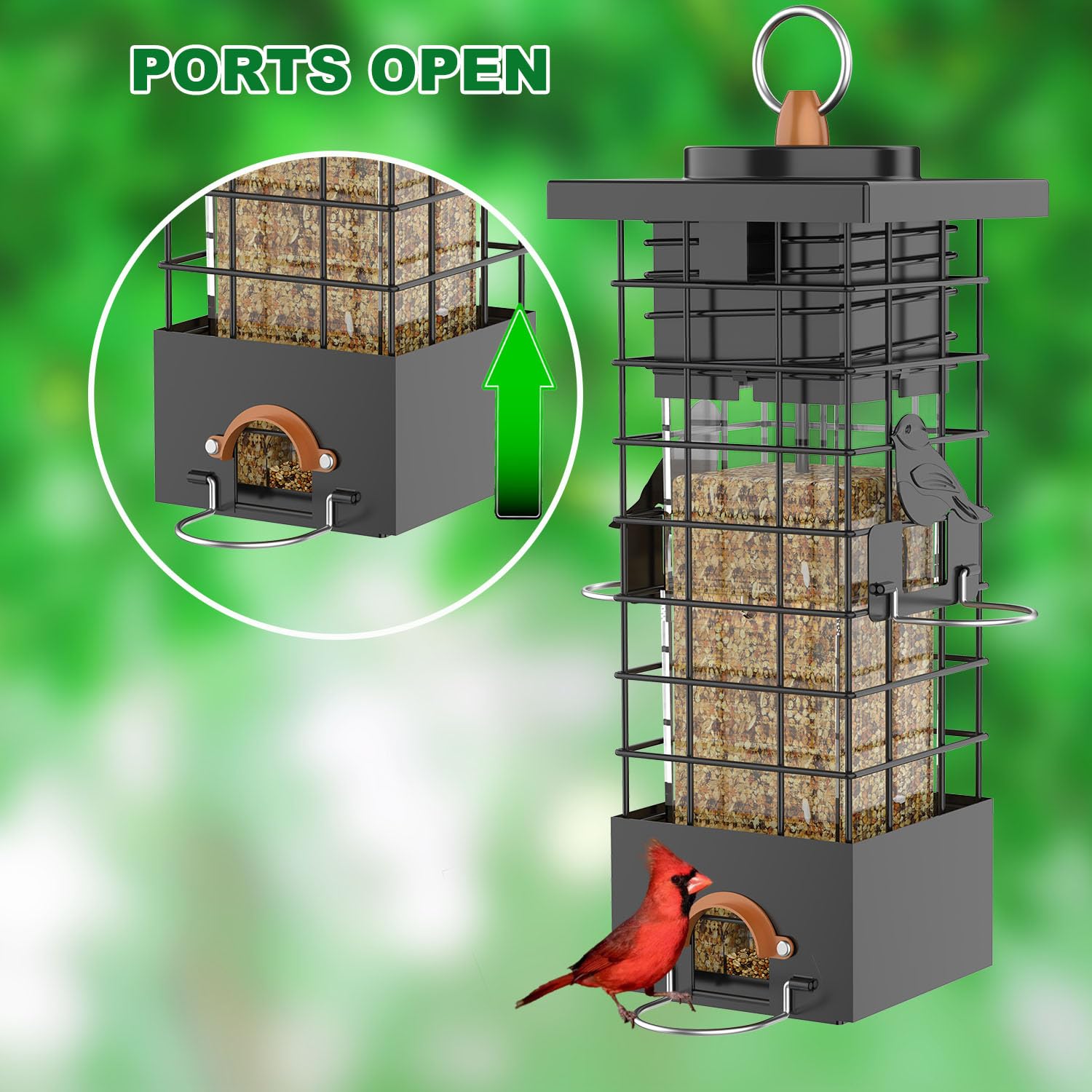 Squirrel Proof Bird Feeder - Durable Metal Outdoor Bird Feeder for Finch, Cardinal, Chickadee & Wild Birds - 2.5LB Capacity - Perfect Birthday Gift for Bird Lovers - Ideal for Backyard, Garden & Nature Watching