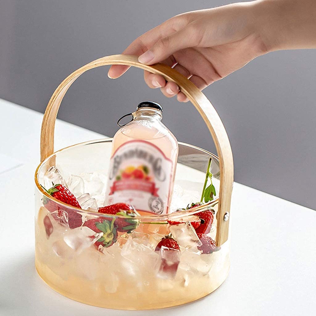 Glass Transparent Ice Bucket for Champagne & Beer - Premium Ice Storage Bucket for Home, Bar, Banquet & Parties - Perfect for Chilling Drinks & Entertaining (Size E)
