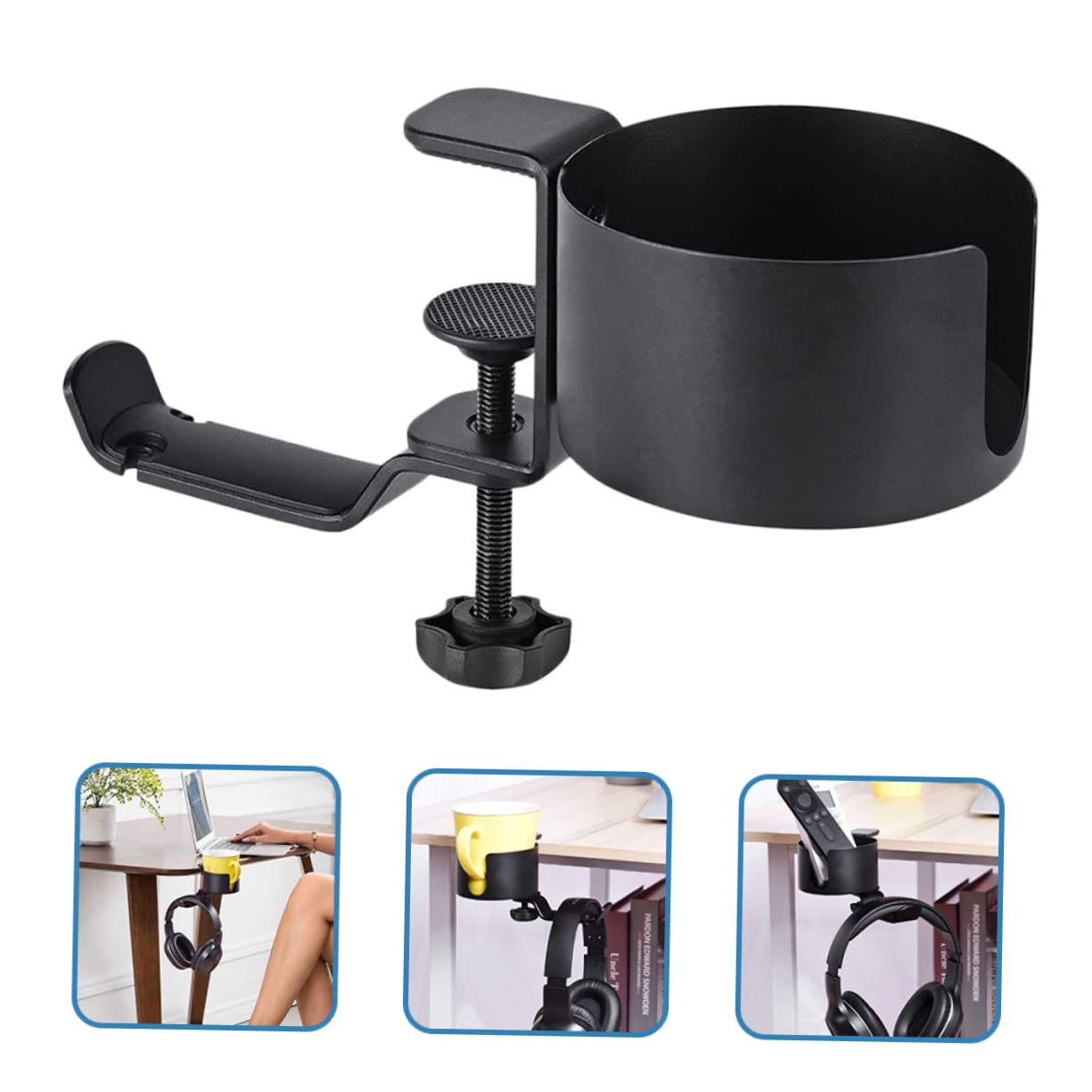 Luxshiny 4-Pack Rotating Cup Holder Headphone Stand - Desk Organizer for Earphones & Headphones - Perfect for Office, Gaming, and Home Workspace Organization