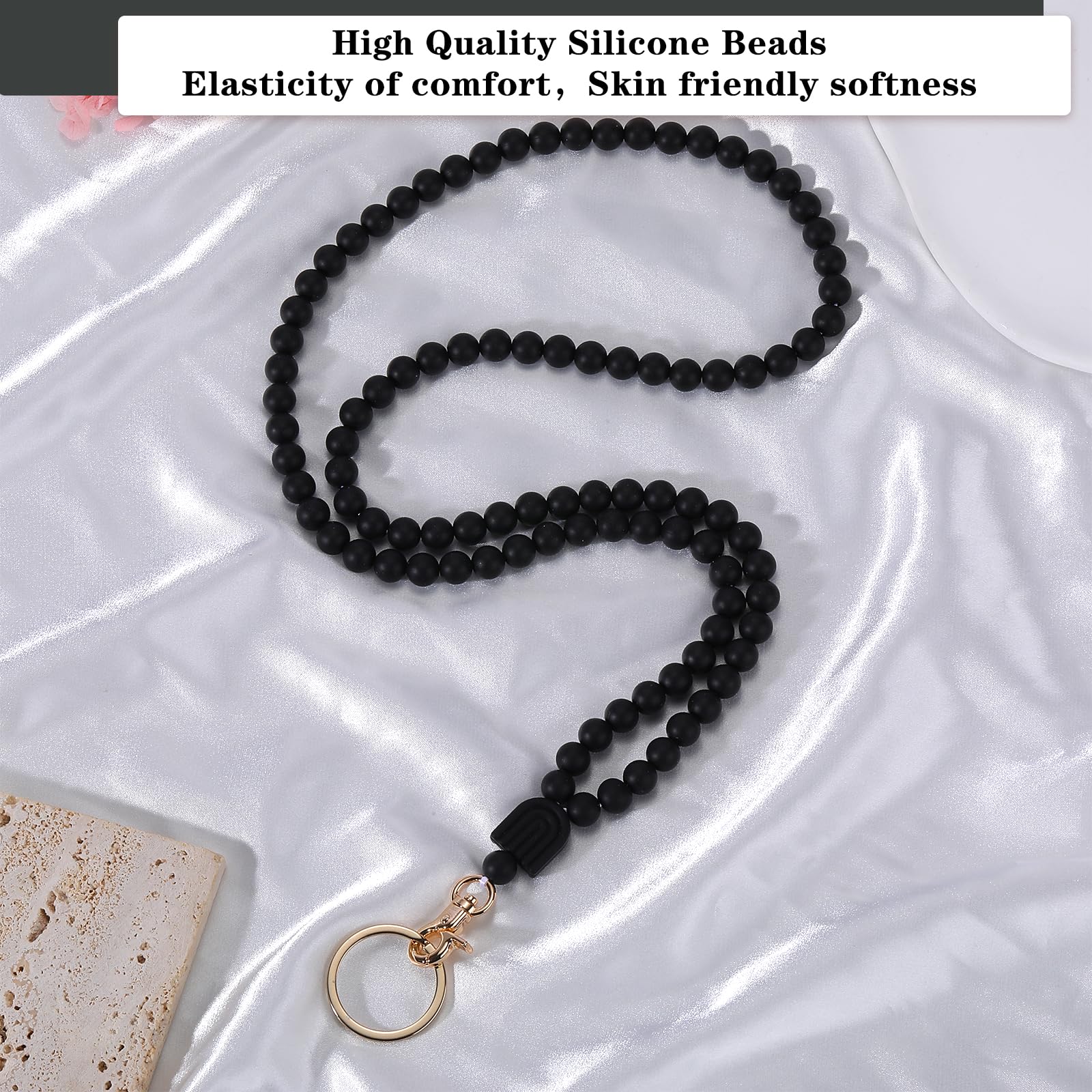 Beaded Silicone Lanyards for ID Badges & Keys - Teacher Nurse Gift for Work