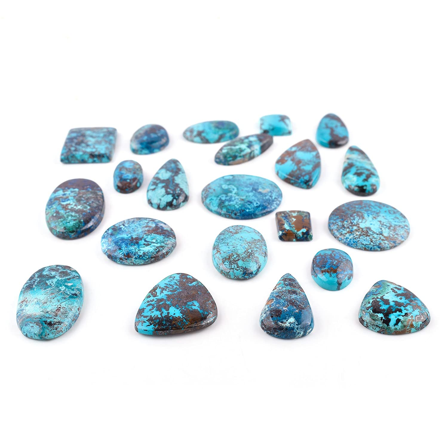 Natural Azurite with Chrysocolla Cabochon Crystal - Healing Chakra Stone, Birthstone for Jewelry Making, DIY Crafts, Wire Wrapping (500 Carats) - Perfect for Meditation, Energy Healing, and Handmade Jewelry Designs