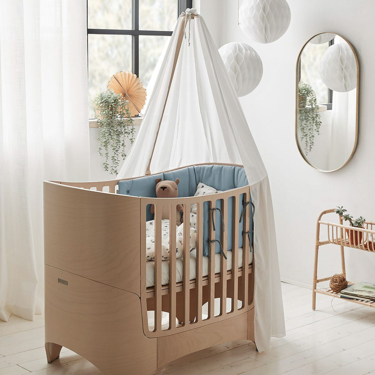 LEANDER Classic Wooden Cot - Whitewash Finish - Premium Baby Crib for Nursery & Bedroom - Safe & Stylish Infant Bed for Newborns to Toddlers