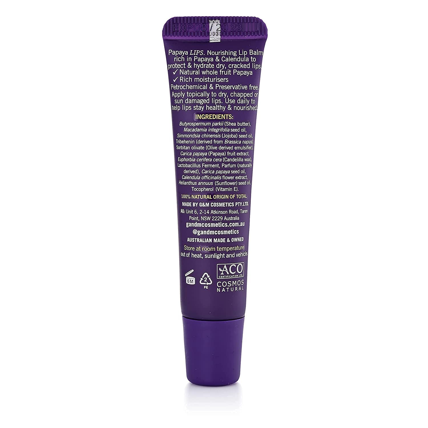 P'URE PAPAYACARE 10g Lip Balm - 100% Natural & Vegan Nourishing Lip Butter for Dry, Damaged & Chapped Lips - Hydrating Care for Men & Women - Perfect for Winter, Travel & Daily Lip Care