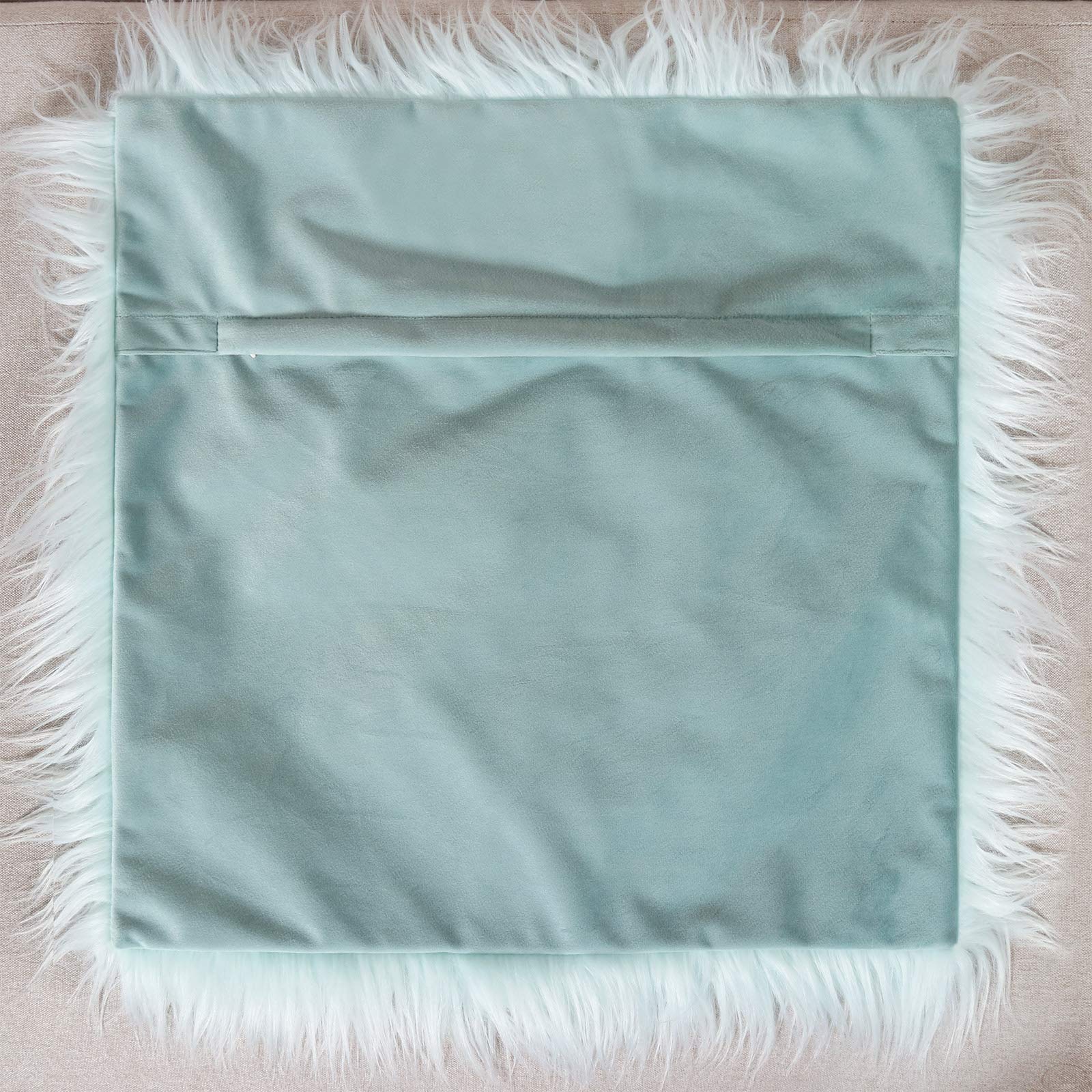 Luxury Faux Fur Throw Pillow Covers 18x18 Inch (45x45cm) - Soft Mongolian Long Fur Square Cushion Covers for Couch, Sofa & Floor - 100% Polyester Home Decor (Light Blue, 2-Piece Set) - Perfect for Living Room, Bedroom & Cozy Home Decor
