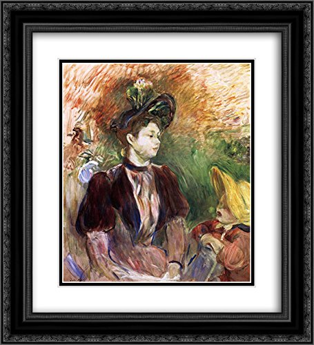 Berthe Morisot Museum Art Print - 'Young Woman and Child, Avenue du Bois' - 20x22 Inch Black Ornate Framed Painting with Double Matting - Perfect for Living Room, Bedroom & Office Wall Decor