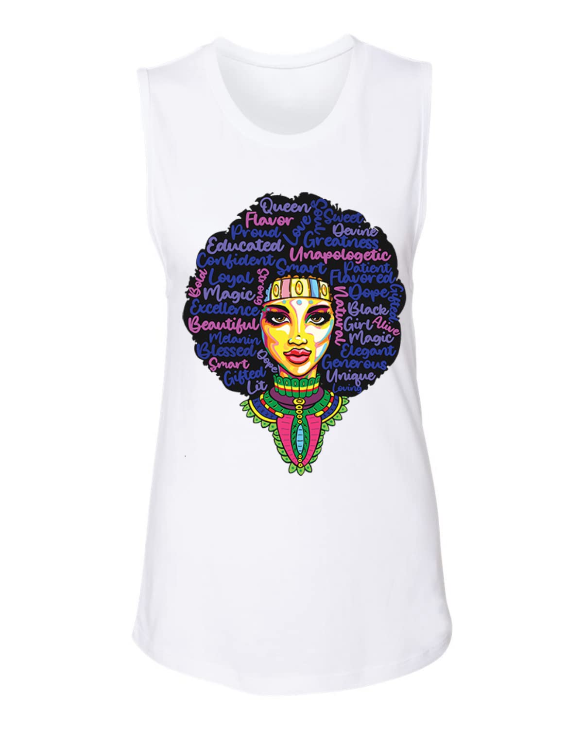 Wild Bobby Queen Bee Strong Black Woman Ethnic Women's Jersey Muscle Tank - Comfortable Workout & Casual Wear for Women's Empowerment & Fitness