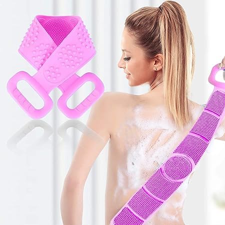 Swaranim Silicone Body Scrubber Belt - Double-Sided Exfoliating Shower Brush for Deep Cleansing, Waterproof & Hygienic - Perfect for Back Scrubbing, Foot Cleaning & Spa-Like Bath Experience