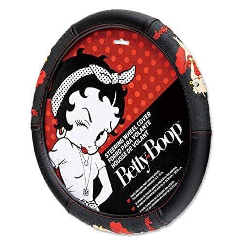 Plasticolor 006709R01 Betty Boop Skyline Steering Wheel Cover for Cars, Trucks & SUVs - Stylish & Non-Slip Grip for Safe Driving