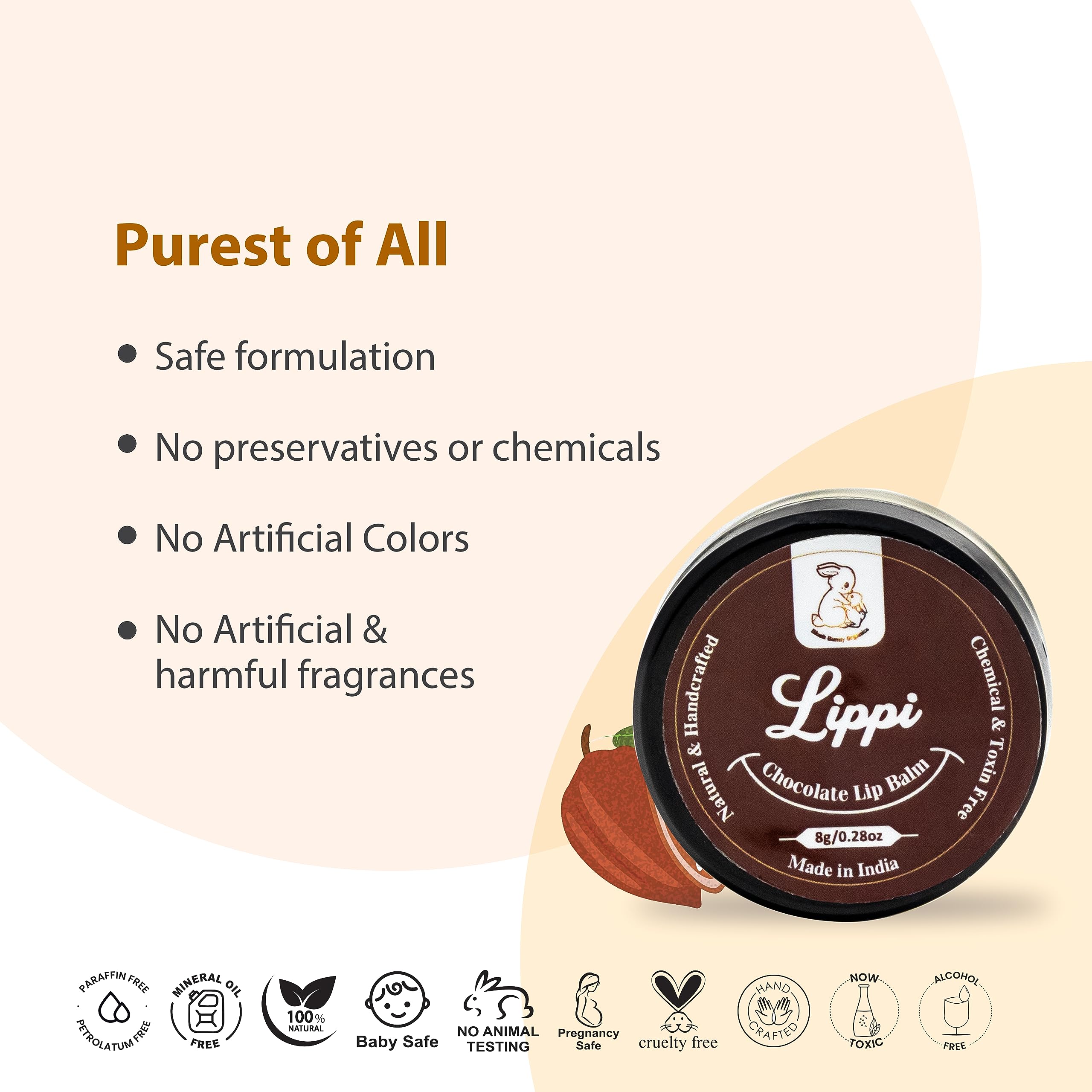 Blush Bunny Organic Lip Balm Pack of 2 - Nourishing Nude Natural Lip Care with Shea Butter, Cocoa Butter, Vitamin E & Coconut Oil for Dry, Chapped & Dark Lips (Sweet Orange & Chocolate Flavors) | Perfect for Daily Hydration, Gift Sets & On-The-Go Lip Care