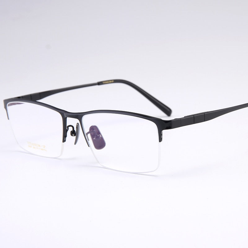 Bclear Men's Full Rim Square Titanium Eyeglasses Frame My91077 - Lightweight Durable Glasses for Work, Reading & Everyday Use