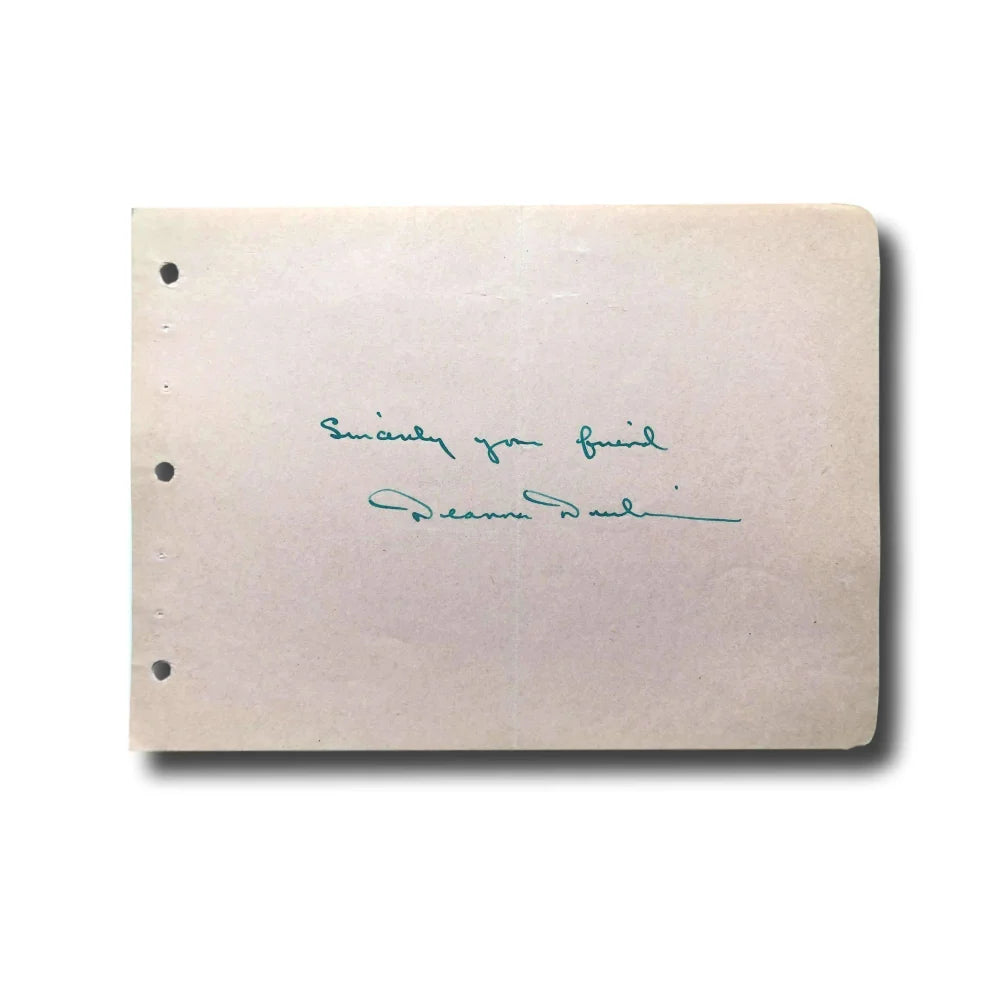 Deanna Durbin Hand Signed Album Page with JSA COA - Authentic Actress Autograph - Perfect for Movie Memorabilia Collectors & Vintage Hollywood Decor