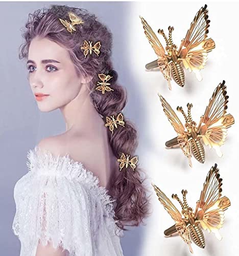 5PCS Glitter Butterfly Hair Clips with Moving Wings - Silver Hair Claw Clips for Women | Shaking Hair Accessories for Parties, Weddings & Daily Styling