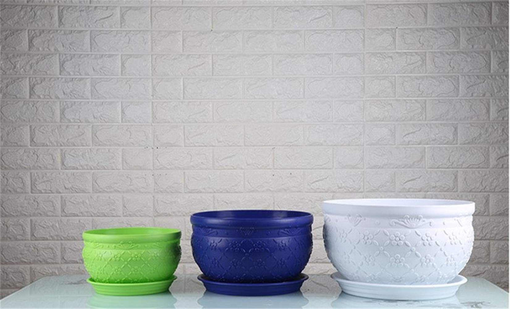 Medium Blue Green Resin Flower Pot - Succulent Planter, Desktop Bonsai Container for Home & Office Decor | Perfect for Indoor Plants, Cacti, and Small Houseplants