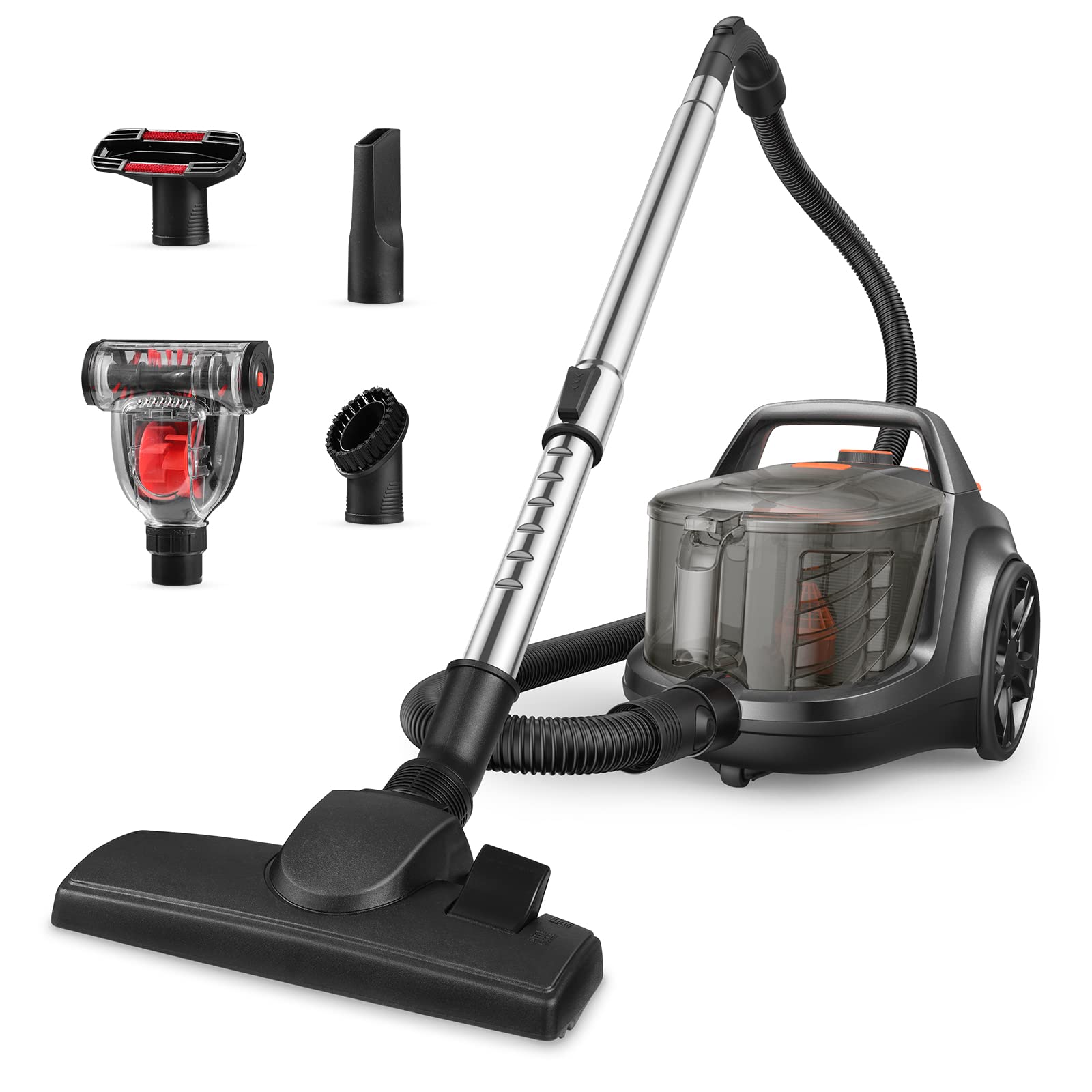 Aspiron Powerful Canister Vacuum Cleaner - Lightweight, Quiet & Efficient for Hardwood Floors, Carpets & Pet Hair - Ideal for Home, Office & Commercial Use