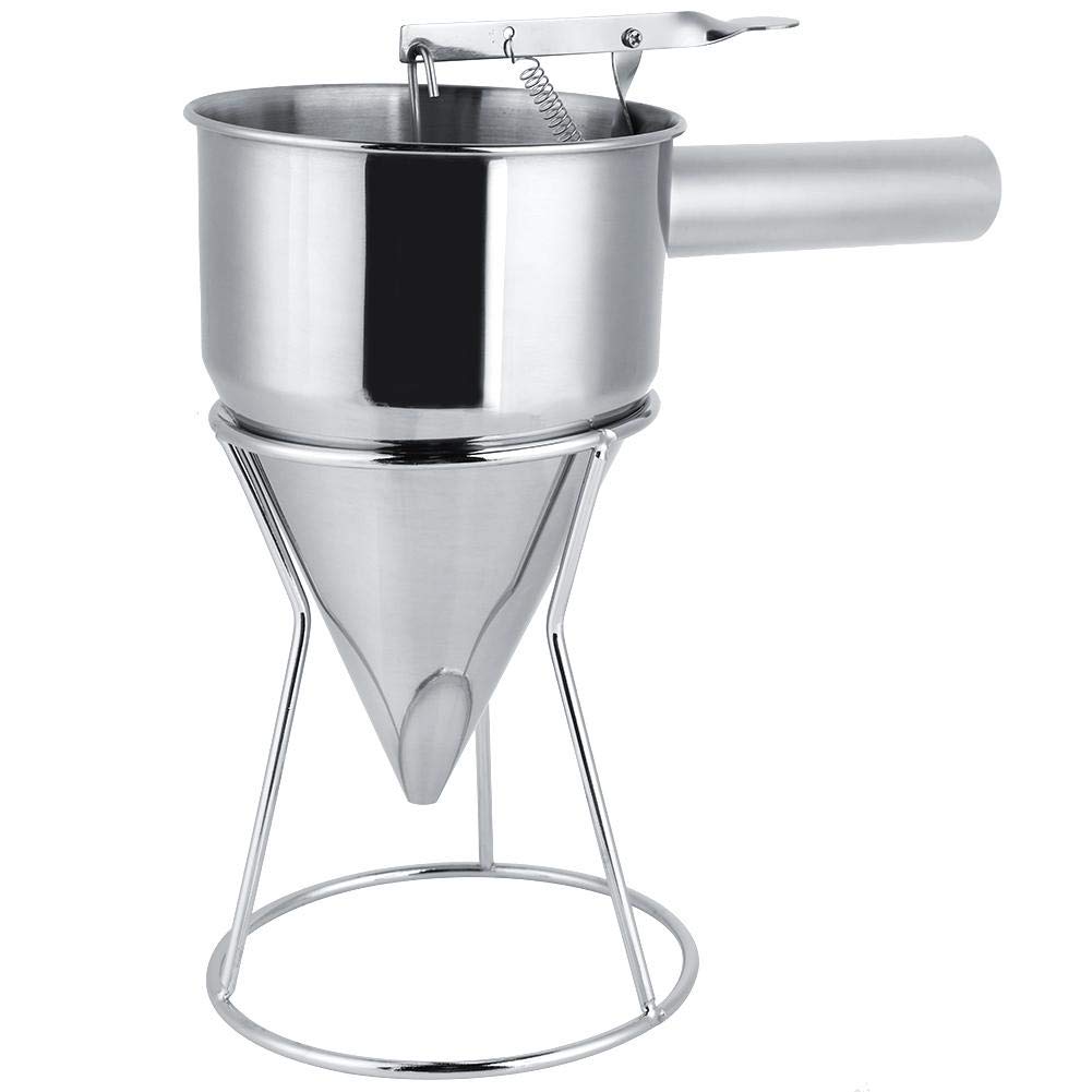 Stainless Steel Kitchen Funnel with 8mm Leaking Hole - Perfect for Takoyaki Machine, Pancake Batter, Octopus Ball Dispenser & Cooking - Ideal for Home Kitchens, Cake Shops & Juice Bars (Great for Japanese Street Food & Dessert Making)
