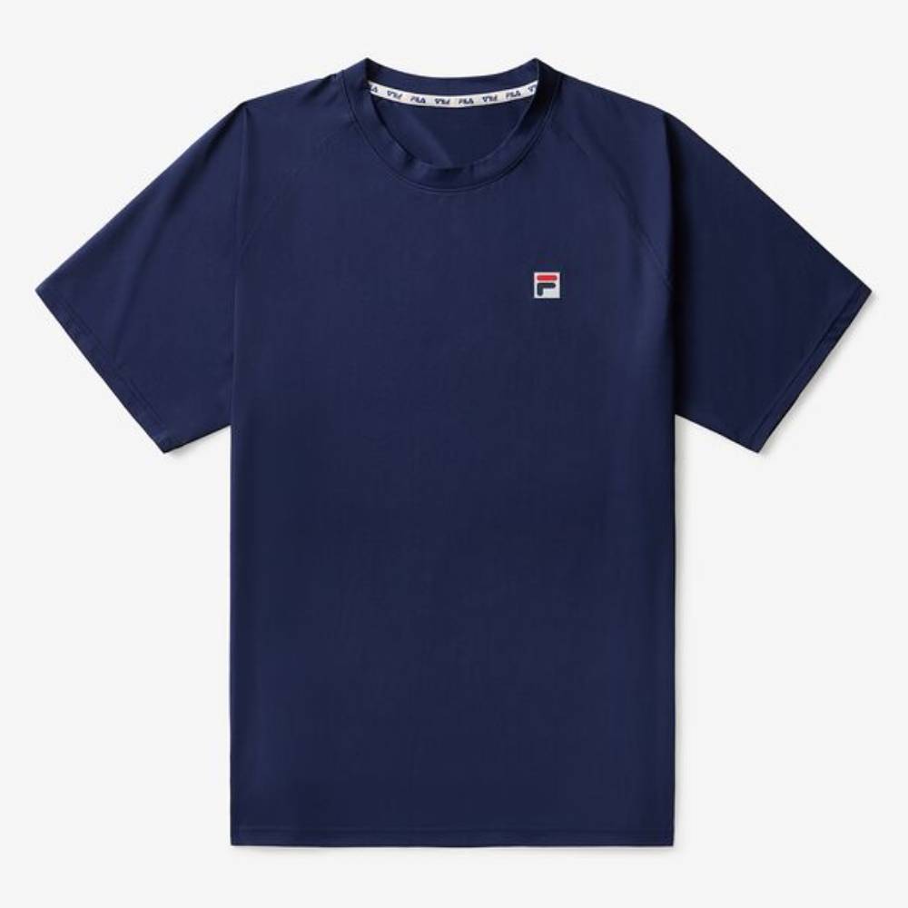 Fila Men's Short Sleeve Crewneck T-Shirt - Comfortable Cotton Blend Casual Top (Navy Blue) | Perfect for Gym, Workout & Everyday Wear