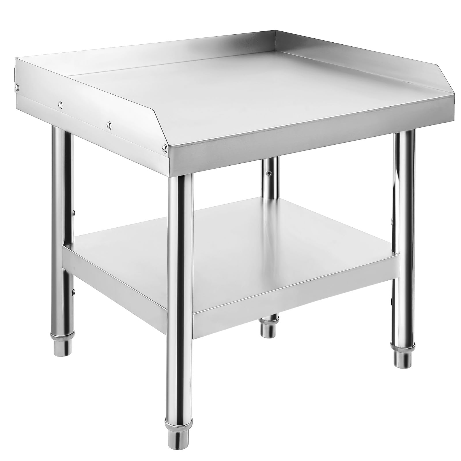 Heavy Duty Stainless Steel 24x24x24 Inch Commercial Grill Stand Table with Adjustable Legs - 1000 lbs Capacity Top Shelf & 220 lbs Bottom Shelf - 2