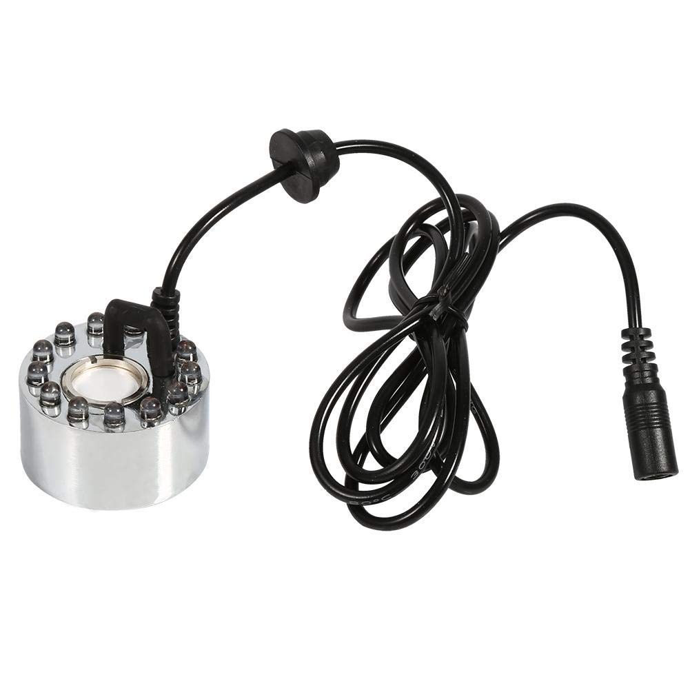 JingYi 24V Color Changing LED Ultrasonic Mist Maker - Water Fountain Pond Atomizer, Air Humidifier with 12 LED Lights - Perfect for Halloween Decorations, Holiday Parties, Home Spa Relaxation & Indoor Garden Hydration (Includes US Plug Adapter)