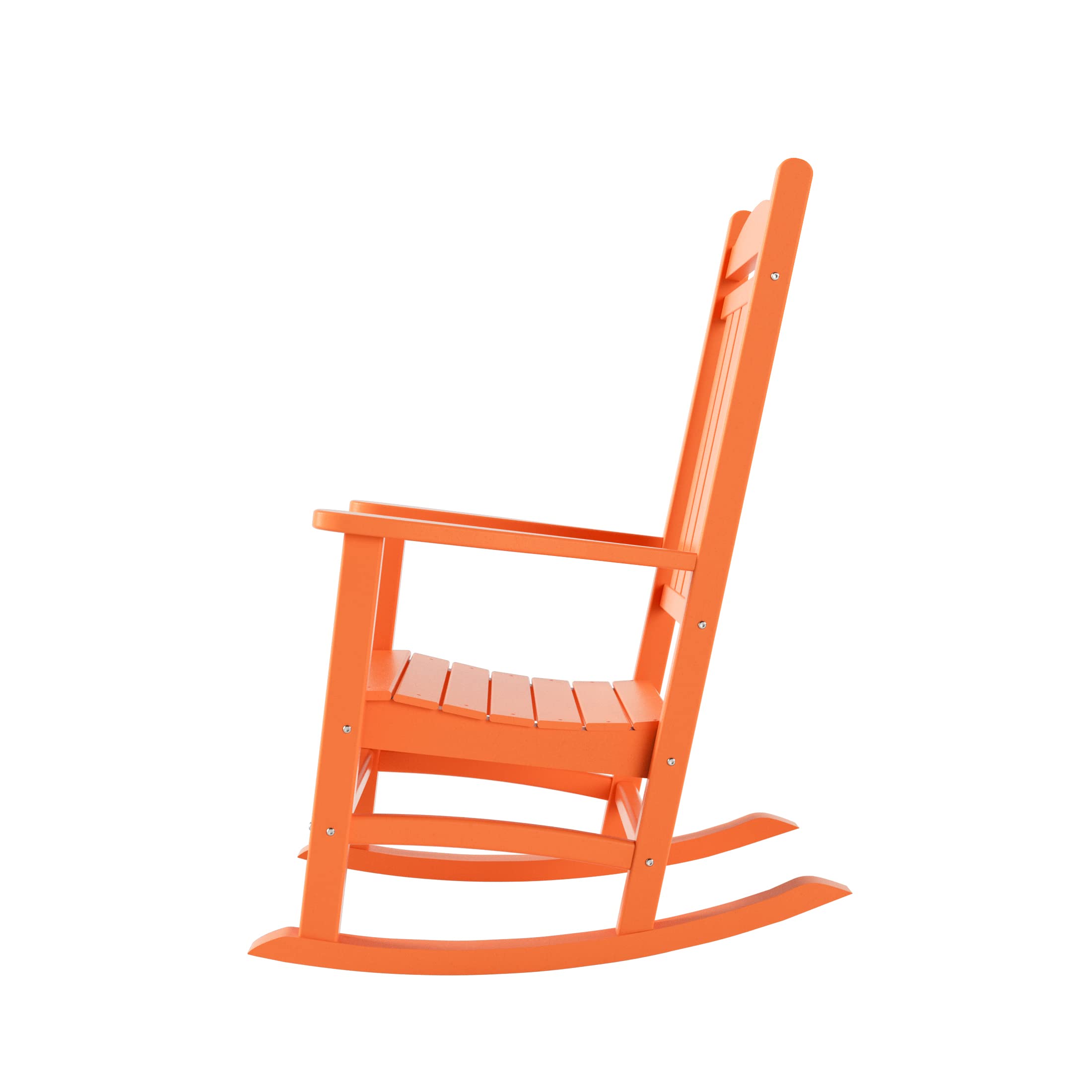 WO Home Furniture 2-Piece HDPE Outdoor Rocking Chair Set - Traditional Patio Rocking Chairs in Vibrant Orange | Perfect for Backyard, Garden & Porch Relaxation