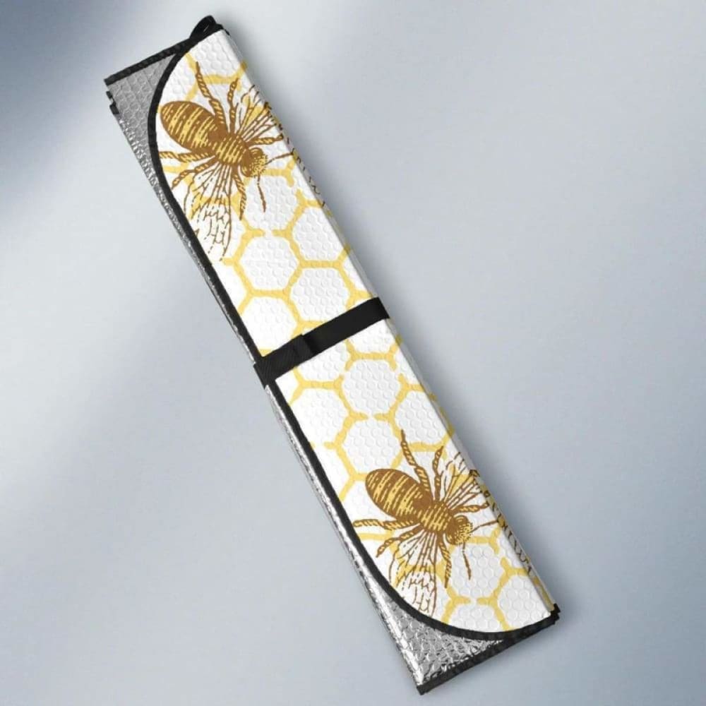 Bee Honeycomb Seamless Design Car Sun Shade - UV Protection & Heat Blocking Window Shade for Cars, SUVs, Trucks - Perfect for Summer, Road Trips & Parking Outdoors